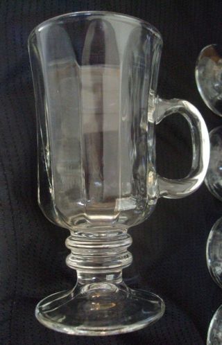 Set Of 8 Vintage Libbey " Milan " Footed Irish Coffee Clear Glass Mug Cup
