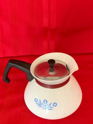 Vintage Corelle Corning Ware Blue Cornflower Teapot Kettle 6 cup 1 3