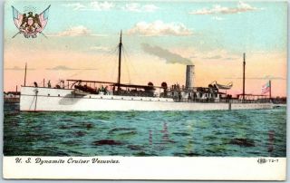 Vintage U.  S.  Navy Ship Military Postcard " U.  S.  Dynamite Cruiser Vesuvius " C1910s