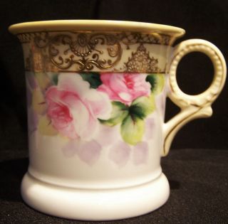 Vintage Noritake M Cup Coffee Mug Roses Gold Trim Made In Japan Handpainted