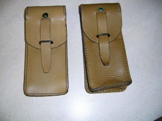 2 Vintage 1950s 1960s French Army Leather Ammo Belt Pouch Military Ammunition
