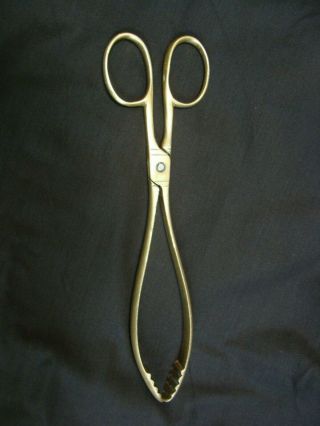 10 Inch Vintage Solid Brass Fire Place Tongs Hot Coal Scissors Handles