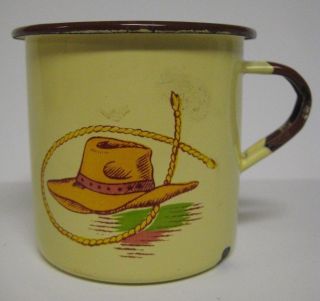 Vtg Monterrey Western Ware Cowboy Hat Coffee Mug Cup Enamelware Chuckwagon 6