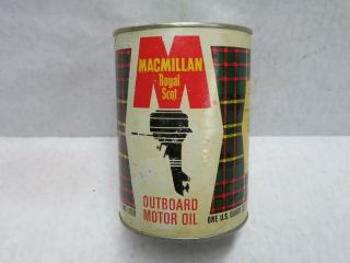 Vintage Macmillan Royal Scot Outboard Motor Oil 1 Qt Sae 30 Full Rare 1969