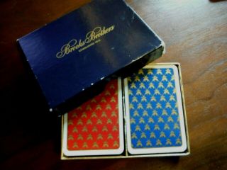 Vintage 1980’s Brooks Brothers Logo 2 - Deck (blue/red) Boxed Playing Card Set Vgc