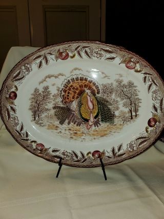 Vintage 16 X 12 Inches Turkey Tray Platter Large Oval Farmhouse Decor
