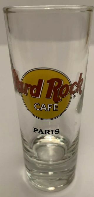 Vintage 4” Hard Rock Cafe Paris Collectible Shot Glass Rare Restaurant Shooter