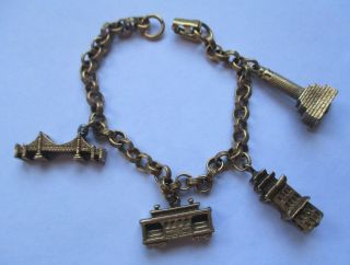 Vintage Coro San Francisco Souvenir Charm Bracelet With 4 Charms