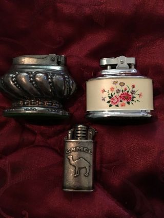 3 Unfired Vintage Lighters 2 Table 1 Collectable Camel Lighter.  Check Pictures.
