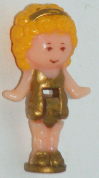 Vintage 1990 Polly Pocket Doll Figure Only Gold Dress From Plays Princess Ring