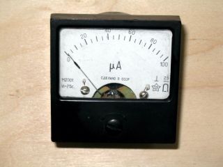 0 - 100ua M2001 Micro Ammeter Current Meter Vintage Soviet Ussr Analog Panel Dc