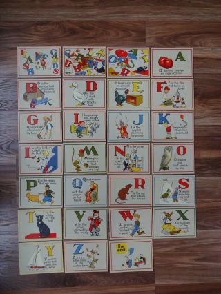 Vintage Alphabet Flash Cards Incomplete Great Fun Graphics Art Crafts Decor