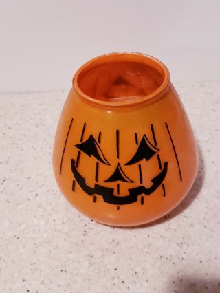 Rare Vintage Will & Baumer Hob Goblin Glass Jack O Lantern Pumpkin Candle