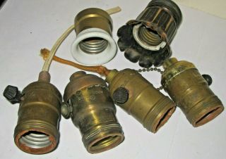 Vintage 6 Lamp Light Sockets Brass Copper For Lamp Restoration