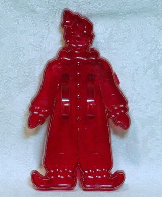 Vintage Red Plastic Cookie Cutter - Circus Clown Birthday Carnival Mardi Gra