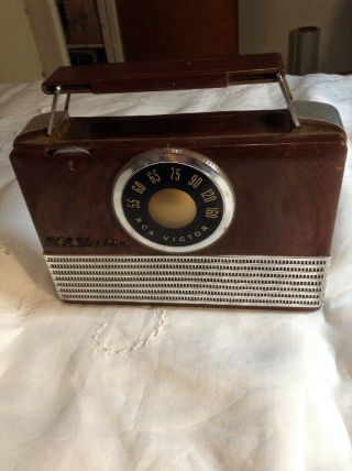 Vintage Rca Victor Portable Radio Brown Plastic