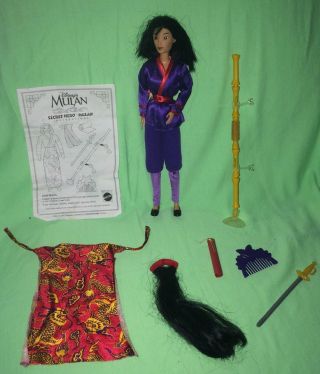 Vintage 1997 Mattel Disney - - - Secret Hero Mulan Doll 18896 - - - Complete Set