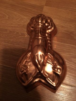 Vintage Copper Tin Lined Lobster Jello Mold Wall Hanger Decor Very Good