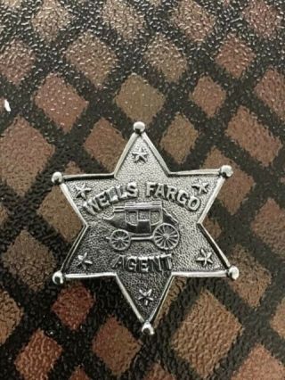 Vintage Wells Fargo Agent Star Badge Pin Silver - Tone Souvenir 2.  5 " 2