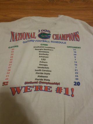 Vintage Florida Gators Shirt xl 1996 National Champions sugar bowl schedule UF 2
