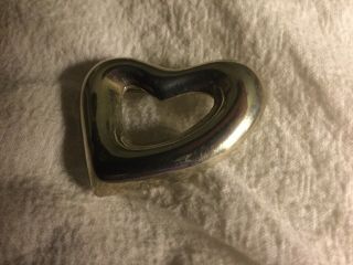 Vtg Sterling Silver Heart Brooch Pin Open Heart