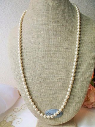 Vintage Signed Monet Creamy White Knotted Glass Faux Pearl Opera Length Necklace