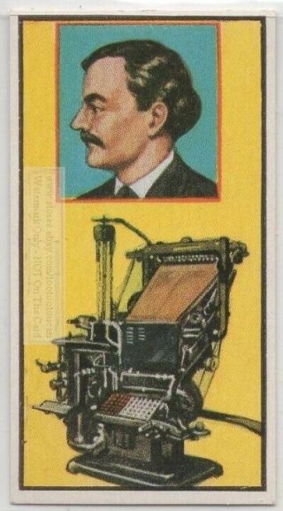Linotype Printing Machine Mergenthaler Inventor Vintage Trade Ad Card