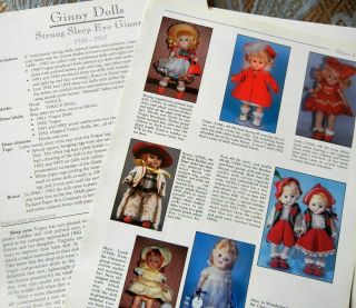 23p History Article,  Id - Early Vtg 1950 - 53 Vogue 8 " Ginny Dolls - Sleep Eyes