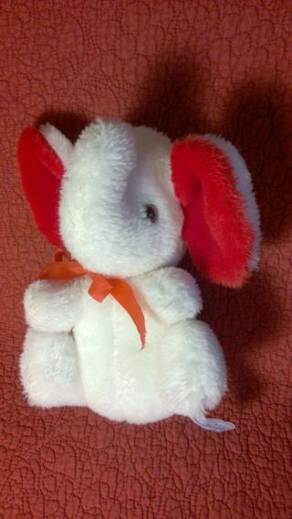 Vintage 9 " Atlanta Novelty Red White Elephant Sitting Plush Stuffed Animal Toy