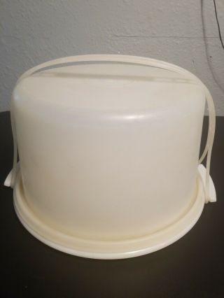 Tupperware Vintage 2 Tier Cake Carrier Taker W/ Handle Sheer White 683 - 2 684 - 2.