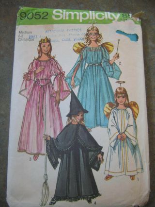 Simplicity 9052 Vintage Sew Pattern Halloween Costume Kid Fairy Witch Sz M 1970