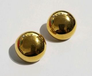 Vintage Light Weight Gold Tone Round Shape Clip - On Earrings