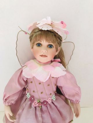 Rare 14” Vtg Porcelain Fairy Girl Doll By Linda Mason W/stand