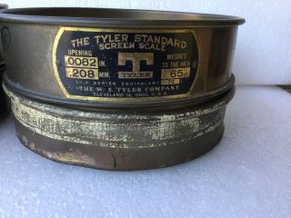 Vintage Copper/Brass? Gold Pan Screen Mining 8” Tyler Standard Sleeves Sieve Set 2