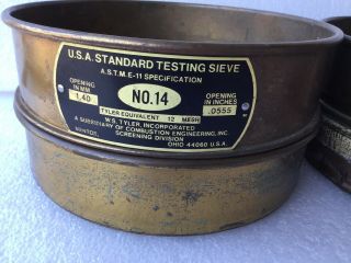 Vintage Copper/Brass? Gold Pan Screen Mining 8” Tyler Standard Sleeves Sieve Set 4