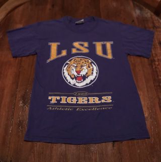 Vintage Lsu Tigers Medium T Shirt Louisiana State University Lee Sport Nutmeg