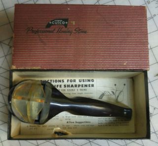 Vintage Cutco Brown Kitchen Knife Blade Sharpener Honing Stone
