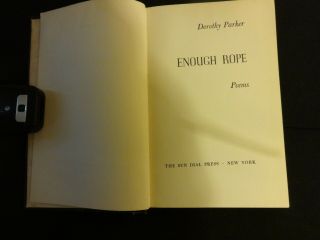 Ex Vintage - 1940 Printing Enough Rope Poems By Dorothy Parker