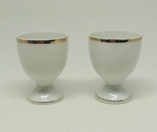 Set Of 2 Vintage Gold Rimmed China Egg Coddler Cups Japan Sake Tea