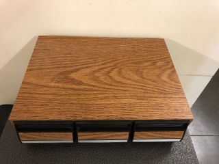 Vintage Wooden 3 Drawer 42 Cassette Tape Storage Case Box Holder 3