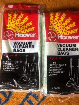 6 - Vintage Hoover Vaccum Type A Filter Bag 2 Packs Of 3 Old Stock