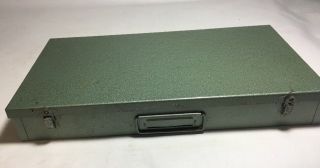 1 Vintage Metal Storage Case Box 150 Slides Or Coin Holders Green
