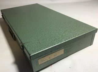 1 Vintage Metal Storage Case Box 150 slides or coin holders green 2