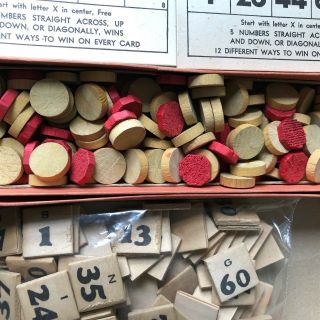 Vintage Pressman Bingo Game Wood Numbers