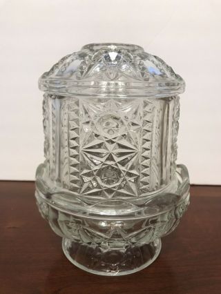 Vintage Mid Century Indiana Clear Glass Stars & Bars Fairy Lamp