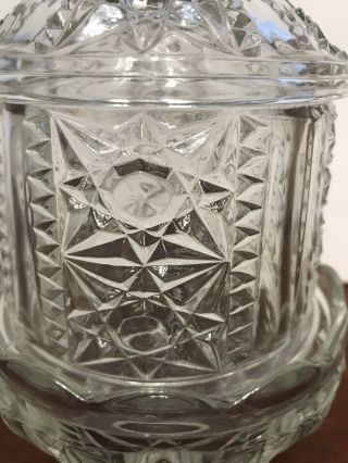 Vintage Mid Century Indiana Clear Glass Stars & Bars Fairy Lamp 3