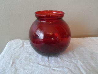 Vintage Anchor Hocking Royal Ruby Rose Bowl Vase