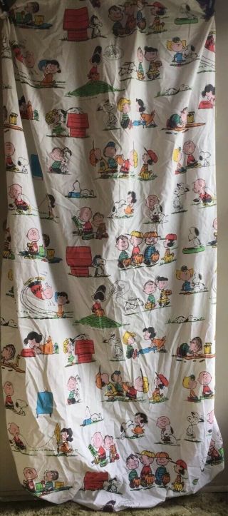 Vintage 1971 Peanuts Gang Charlie Brown Snoopy Lucy Twin Fitted Bed Sheet