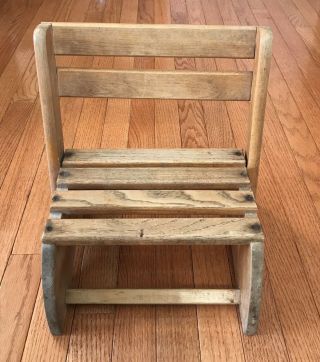 Vintage Oak Child’s Wood Folding Chair/step Stool