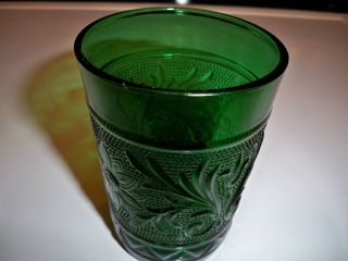 Vintage Emerald Green Sandwich Glass Tumbler 4 Inches Tall